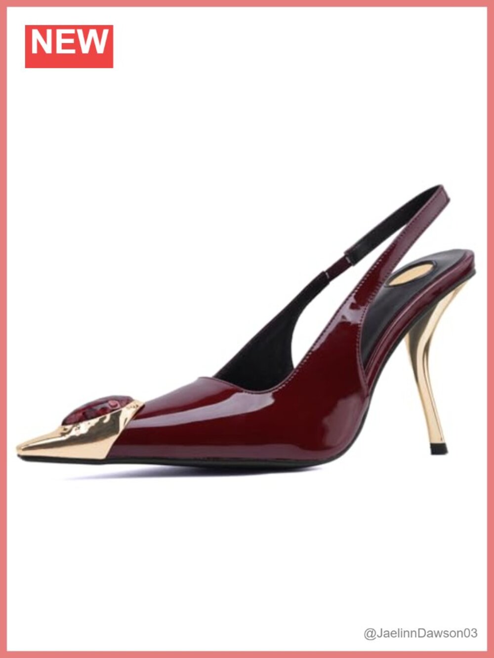 Slingback Stiletto Heels for Women Pointed Toe 4 Inch Patent Leather Pump